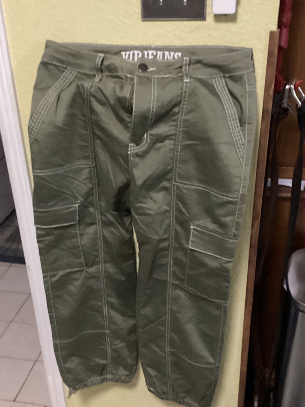 VIP juniors Olive Cargo Pants with Contrast Stitching